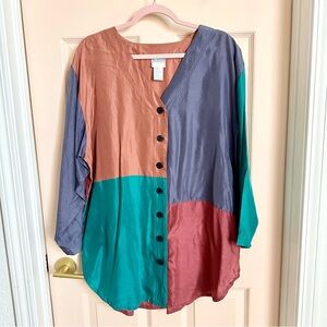 Vintage silk Backroad blues button up